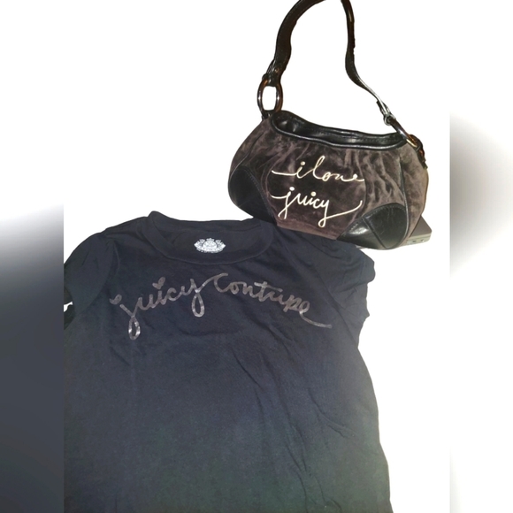 Juicy Couture Handbags - Vtg Juicy Couture Bundle Tee & Mini Hobo Bag
